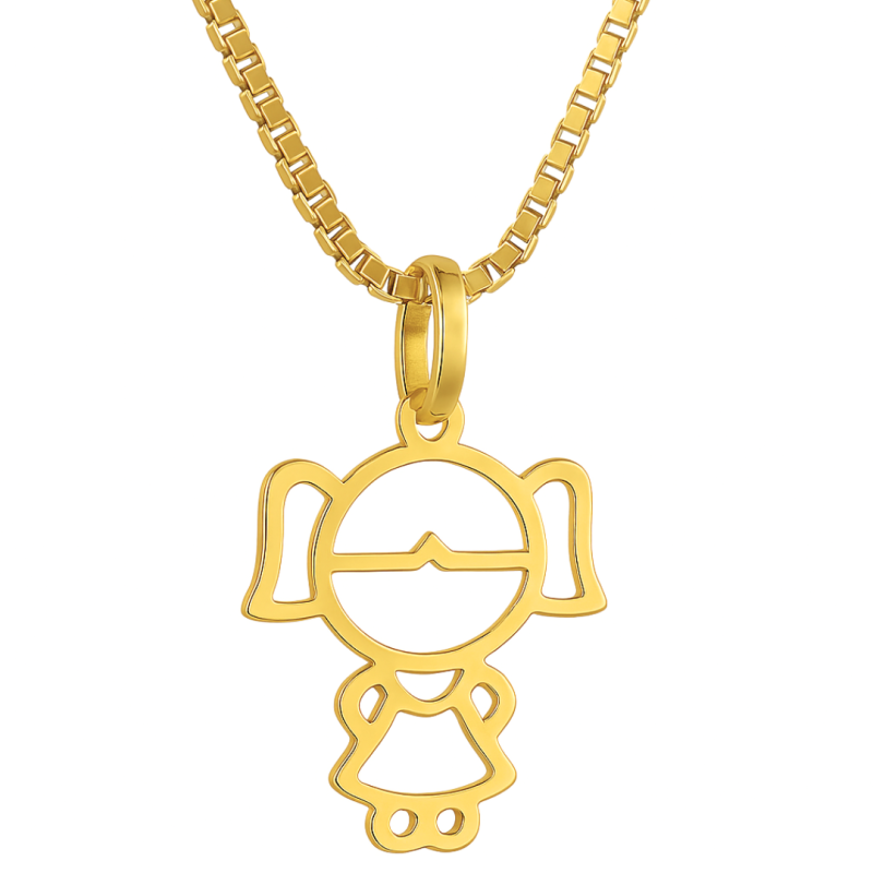 Pingente Ouro 18K Menina Menino Vazado