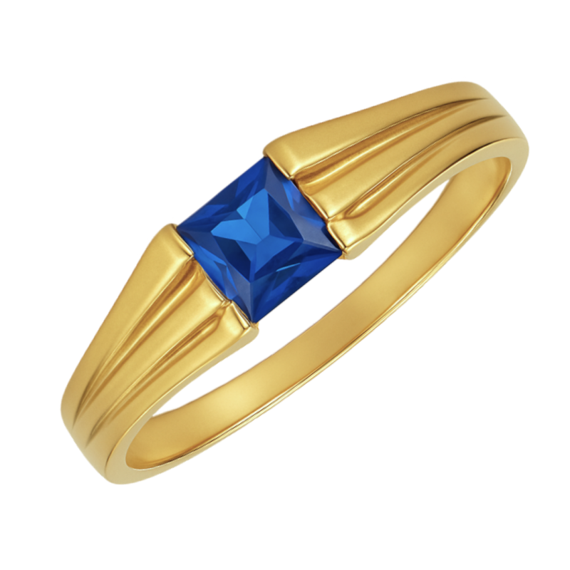 Anel Ouro 18K Infantil Falange Zircônia Azul