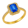 Anel Ouro 18K Com Zirconias Azul e Brancas