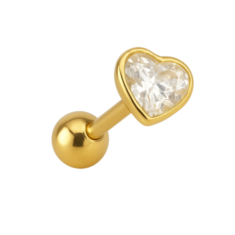 Piercing Ouro 18K Coração Zircônia Branca