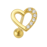 Piercing Ouro 18K Coração Com Zircônia Na Metade
