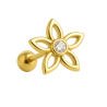 Piercing Ouro 18K Flor Vazado Com Zircônia No Centro