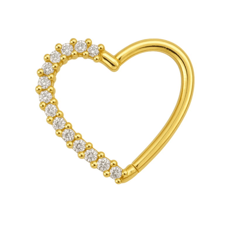 Piercing Ouro 18K Coração Médio Com Zircônia