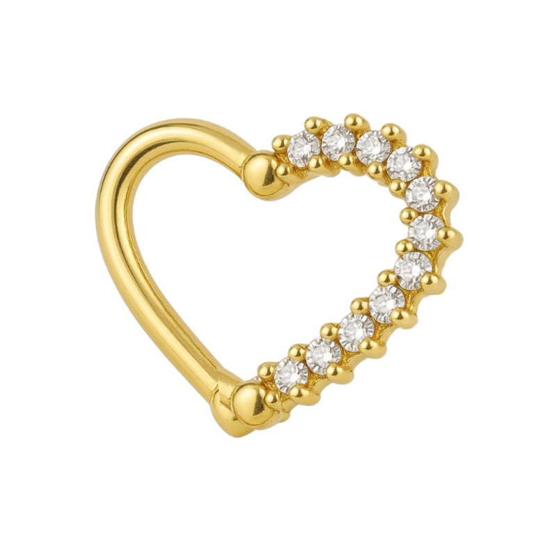 Piercing Ouro 18K Coração Vazado Metade