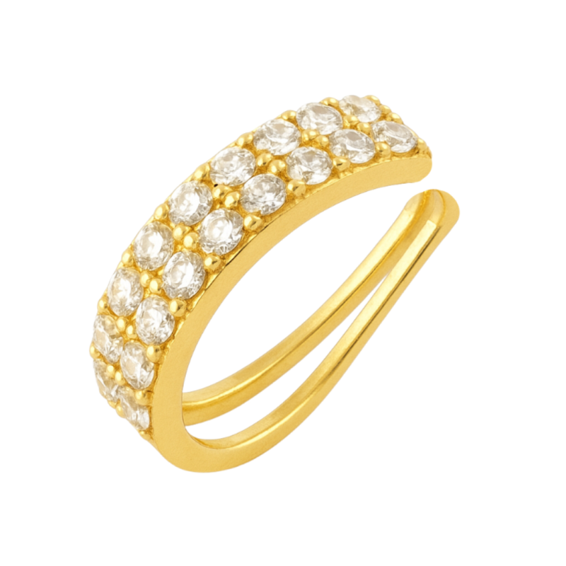 Piercing Ouro 18K Cravejado Zircônia Pressão