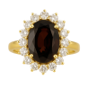 Anel Ouro 18K Granada Com Pedra Natural