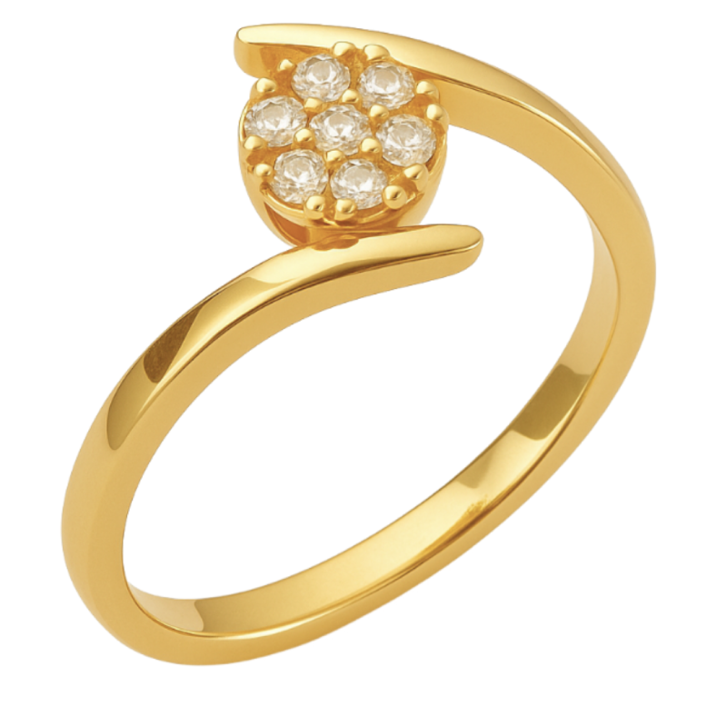 Anel Ouro 18K Círculo Cravejado Zircônia Branca