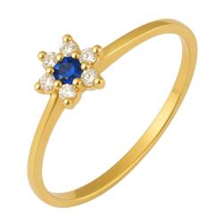 Anel Ouro 18K Flor Com...