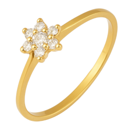 Anel Ouro 18K Flor Com...