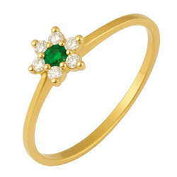 Anel Ouro 18K Flor Com...