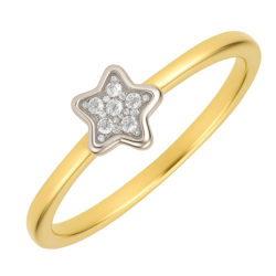 Anel Ouro 18K Estrela Com...