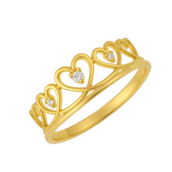 Anel Ouro 18K Coroa Coraçoes