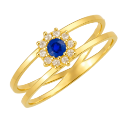 Anel Ouro 18K Aro Duplo Com...