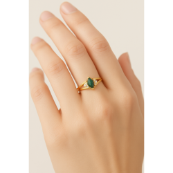 Anel Ouro 18K Com Zircônia Verde