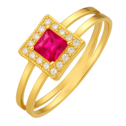 Anel Ouro 18K Aro Duplo...