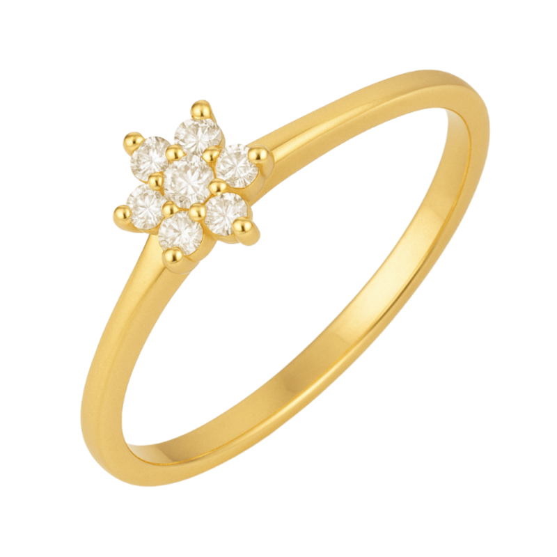 ANEL DE OURO 18K  SOLITARIO ZIRCONIA FLOR