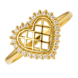 Anel Ouro 18K Cravejado Com...