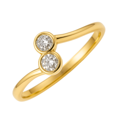 Anel Ouro 18K Com Duas...