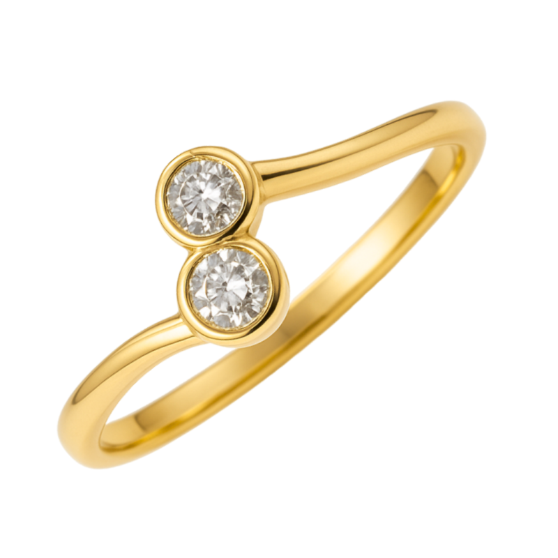 Anel Ouro 18K Com Duas Pedras Brancas - aguardando resposta da Josi se é brilhante e qual o cod e preço certo.