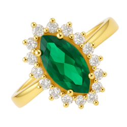 Anel Ouro 18K Pedra Oval Com Zircônia