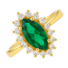 Anel Ouro 18K Pedra Oval Com Zircônia