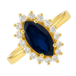 Anel Ouro 18K Oval Pedra...