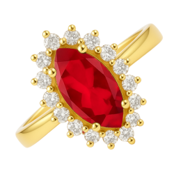 Anel Ouro 18K Oval Pedra...