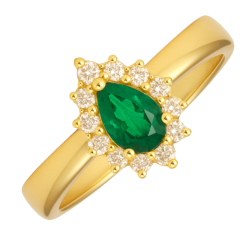 Anel Ouro 18K Gota Zircônia...
