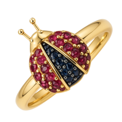 Anel Ouro 18K Joaninha Com...