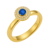 Anel Ouro 18K Redondo Com Zircônia Azul E Branca