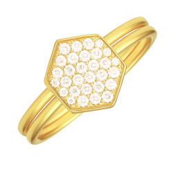 Anel Ouro 18K Hexágono Com...
