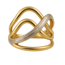 Anel Ouro 18K Curvas Duas...