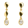 Brinco Ouro 18K Pendurado Com Zircônia Branca