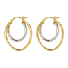 Brinco Ouro 18K Bicolor Duas Argolas