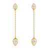 Brinco Ouro 18K 2 Furos Gota Com Zircônia Com Elo