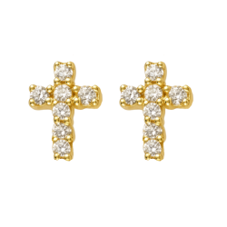 Brinco Ouro 18K Cruz...