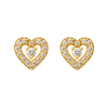 Brinco Ouro 18K Coração Com Zircônia Branca
