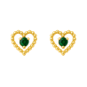 Brinco Ouro 18K Coração Com Zircônia Verde