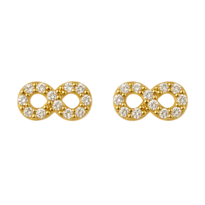Brinco Ouro 18K Infinito Com Zircônia Branca