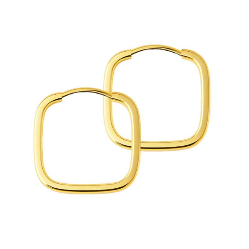 Brinco Ouro 18K Argola Quadrada Fio Quadrado