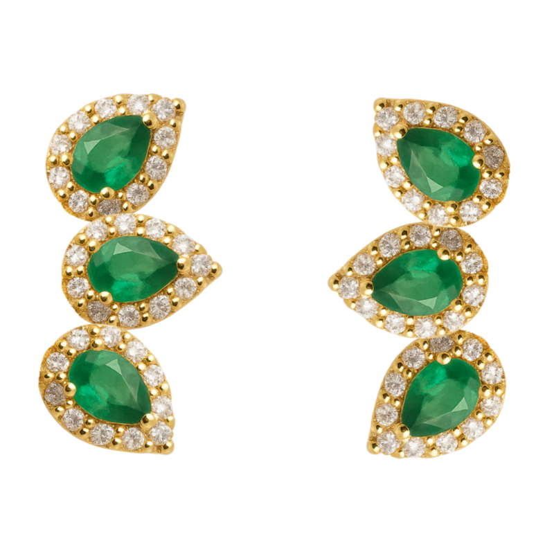 BR.AU.AMA.6 GOTA ZIRCONIA VERDE E BRANCA