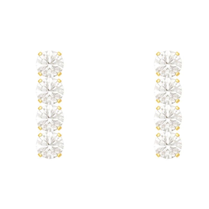 Brinco Ouro 18K Tracinho Zircônia Branca