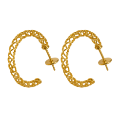 Brinco Ouro 18K Meia Argola...