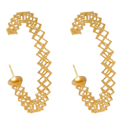 Brinco Ouro 18K Meia Argola...