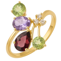 Anel Ouro 18K Com Peridoto,...
