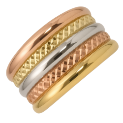 Anel Ouro 18K Tricolor Com...