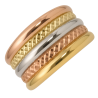 Anel Ouro 18K Tricolor Com Cinco Fileiras