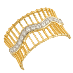 Anel Ouro 18K Ondulado Com...