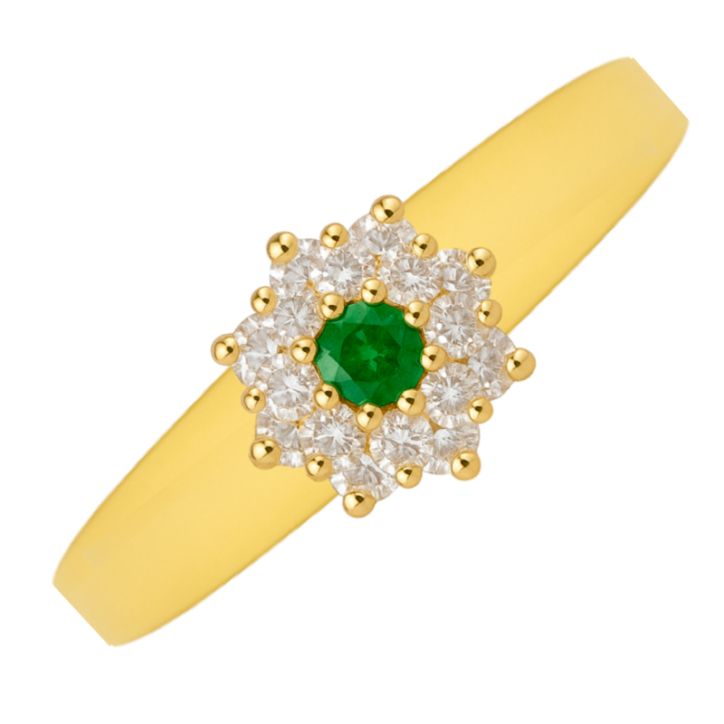 Anel Ouro 18K Formatura Chuveiro Com Brilhante