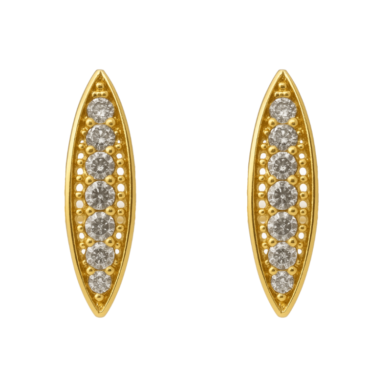 Brinco Ouro 18K Oval Com Zirconias